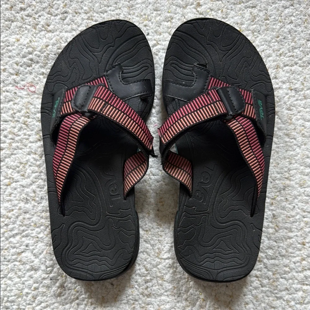 Teva Black and Pink Striped Sandals - Picture 3 of 4